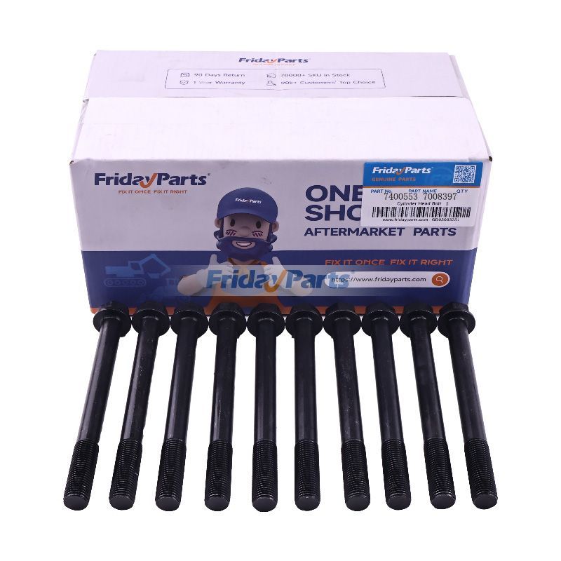 10 Pieces Cylinder Head Bolt 7400553 7008397 for Kubota Engine V3307DI V3307DI-T-E3B-BC-1 Bobcat Loader S630 S650 T630 T650