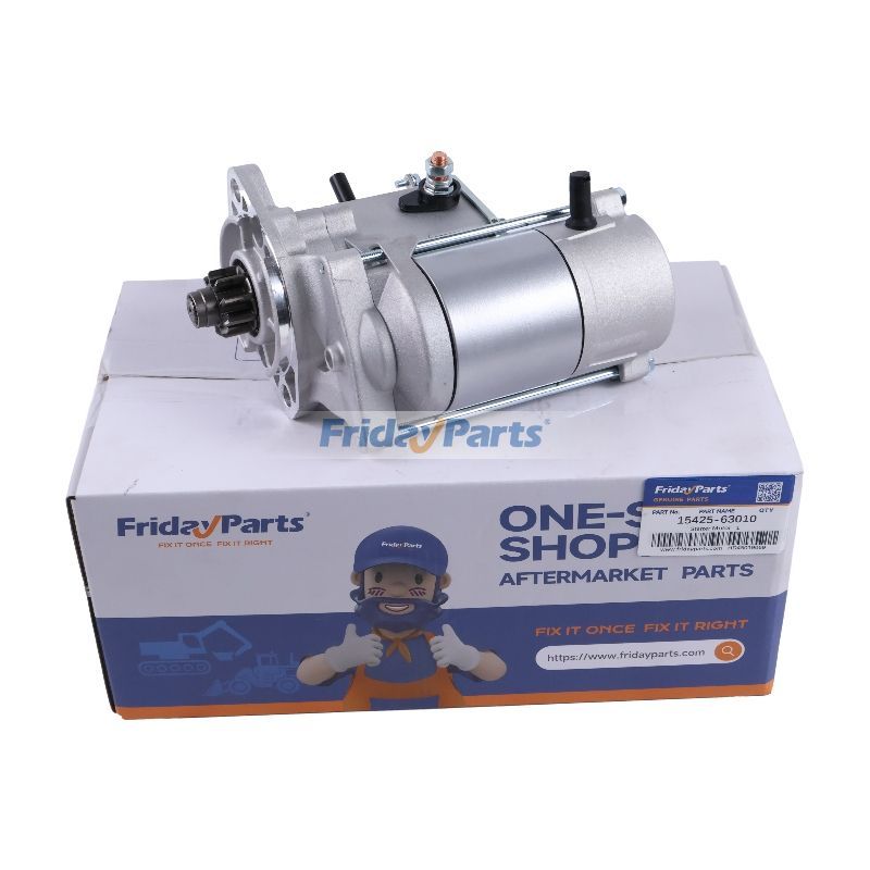 12V 9T Starter Motor 15425-63010 for Kubota Engine D1703 V2003 V2203 V2403 Excavator KX121 KX161 Wheel Loader R510 R520 R520S