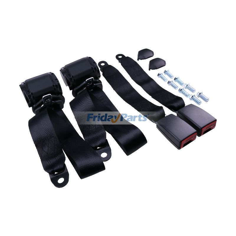 2 Sets Retractable 3 Point Safety Seat Belt Straps Car Vehicle Adjustable Belt Kit ZL85FW