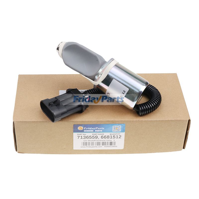 12V Diesel Shutoff Solenoid Valve 7136559 6681512 for Bobcat Loader A220 S100 S150 S160 S175 S220 S250 S300 S450 S510 S630 S740 S750 S770