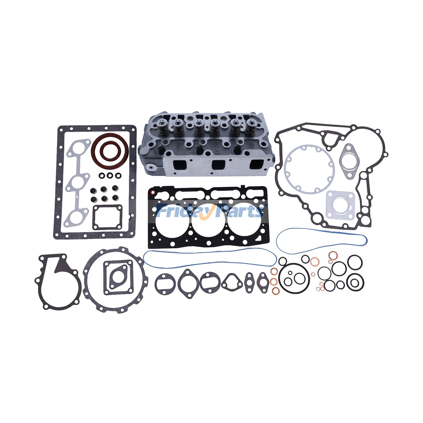 Kubota Engine D1105 Complete Cylinder Head with Full Gasket Kit for Bobcat Loader B100 B250 BL275 533 Excavator E25 Portable Power 6KW