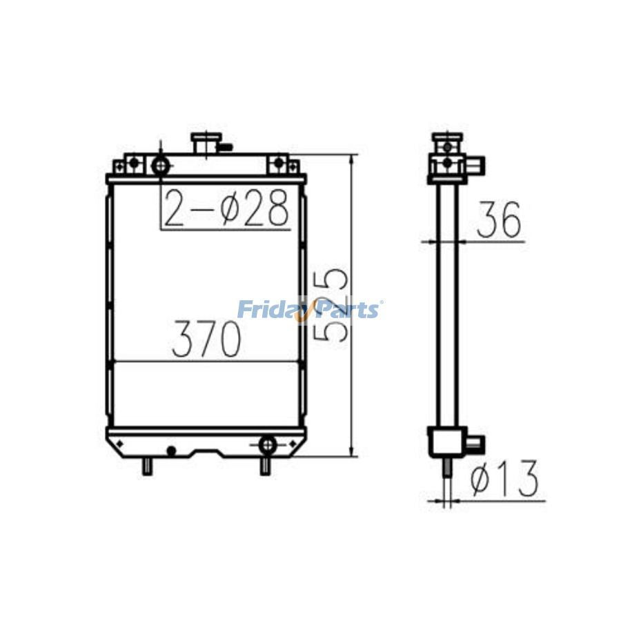For Yanmar Excavator VIO10-2 Water Tank Radiator Core ASS'Y 119325-44501