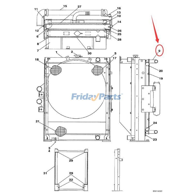 Oil Cooler LN00068 for CASE CX210 CX210LR Crawler Excavator