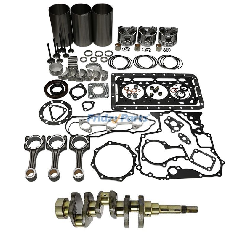 Standard Overhaul Rebuild Kit and 3 Pieces Connecting Rod with Crankshaft for Kubota D1703 D1703E Engine L3300 KL265