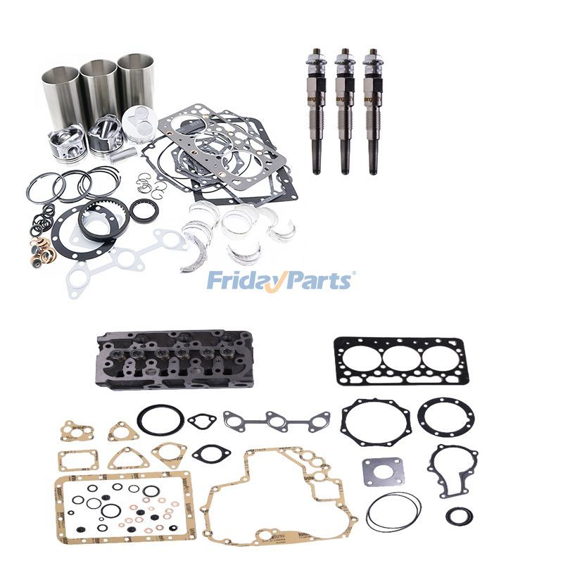 Standard Overhaul Rebuild Kit & Complete Cylinder Head & Glow Plug for Kubota Engine D722
