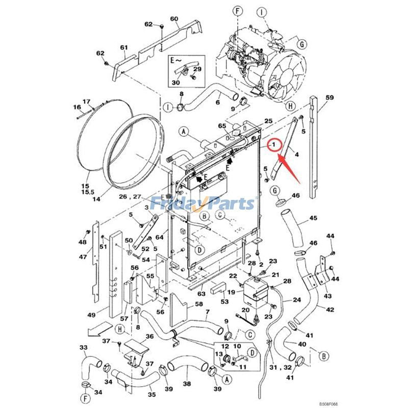 Water Tank Radiator KNH10450 for CASE Crawler Excavator CX130B CX160B