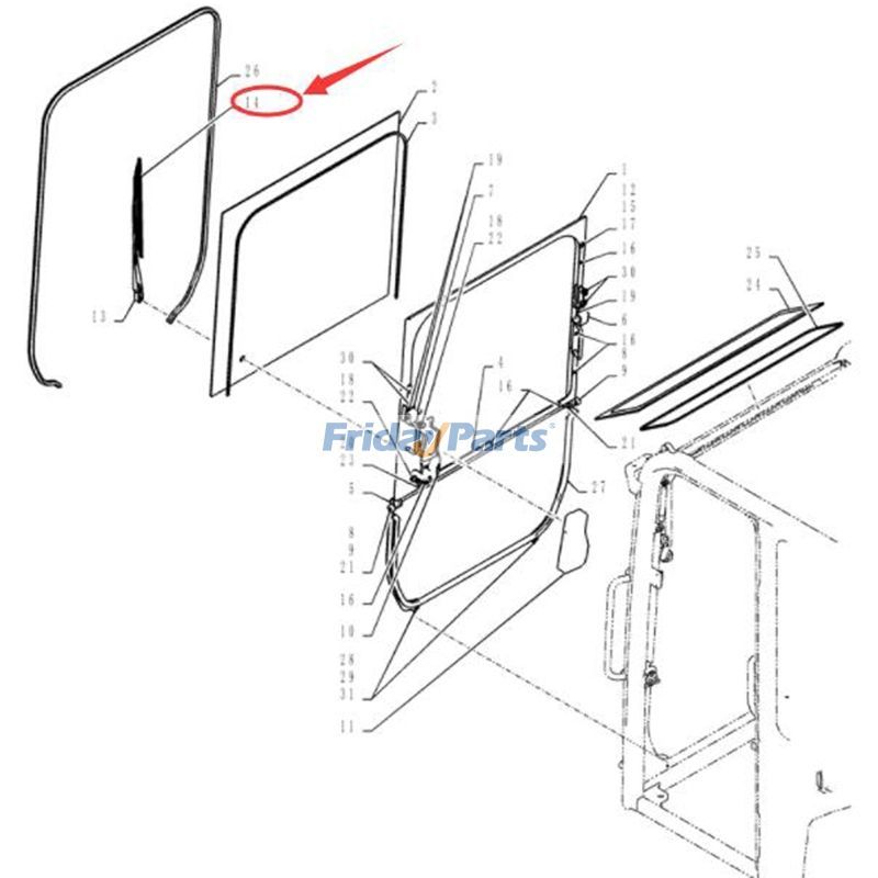 Wiper Blade PY02C01105P1 for CASE CX55B CX55BMSR Crawler Excavator