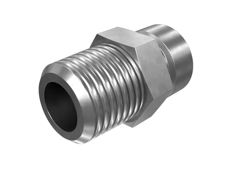 8C-6869 11/16-16 X 3/8-18 NPTF Hex Head Straight Adapter